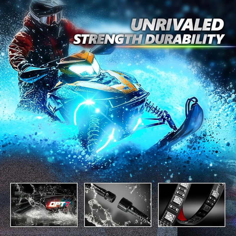 OPT7 Aura Snowmobile ATV Underglow Lights with App & Remote Control, 6PCS RGB LED Light Strips, Multi-Color Music Sync Decor Accessories, Waterproof Exterior Neon Accent Lighting Kit, 12V - Image 4